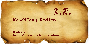 Kopácsy Rodion névjegykártya